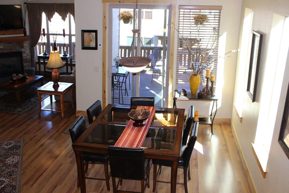 Dining Room access to deck from Living Floor, BBQ and seasonal furniture(summer)