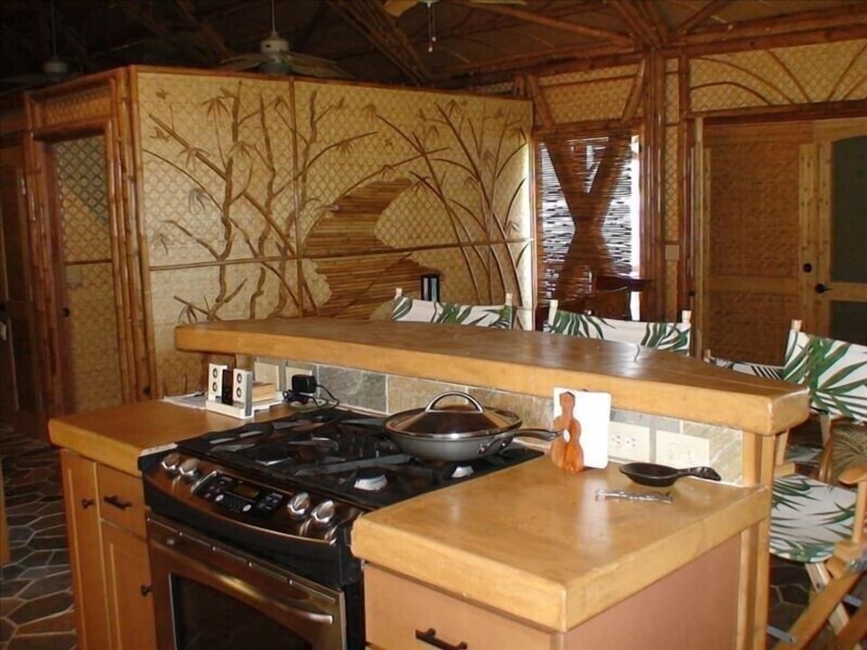 Kitchen Island with top of the line gas stove and ocean views!
