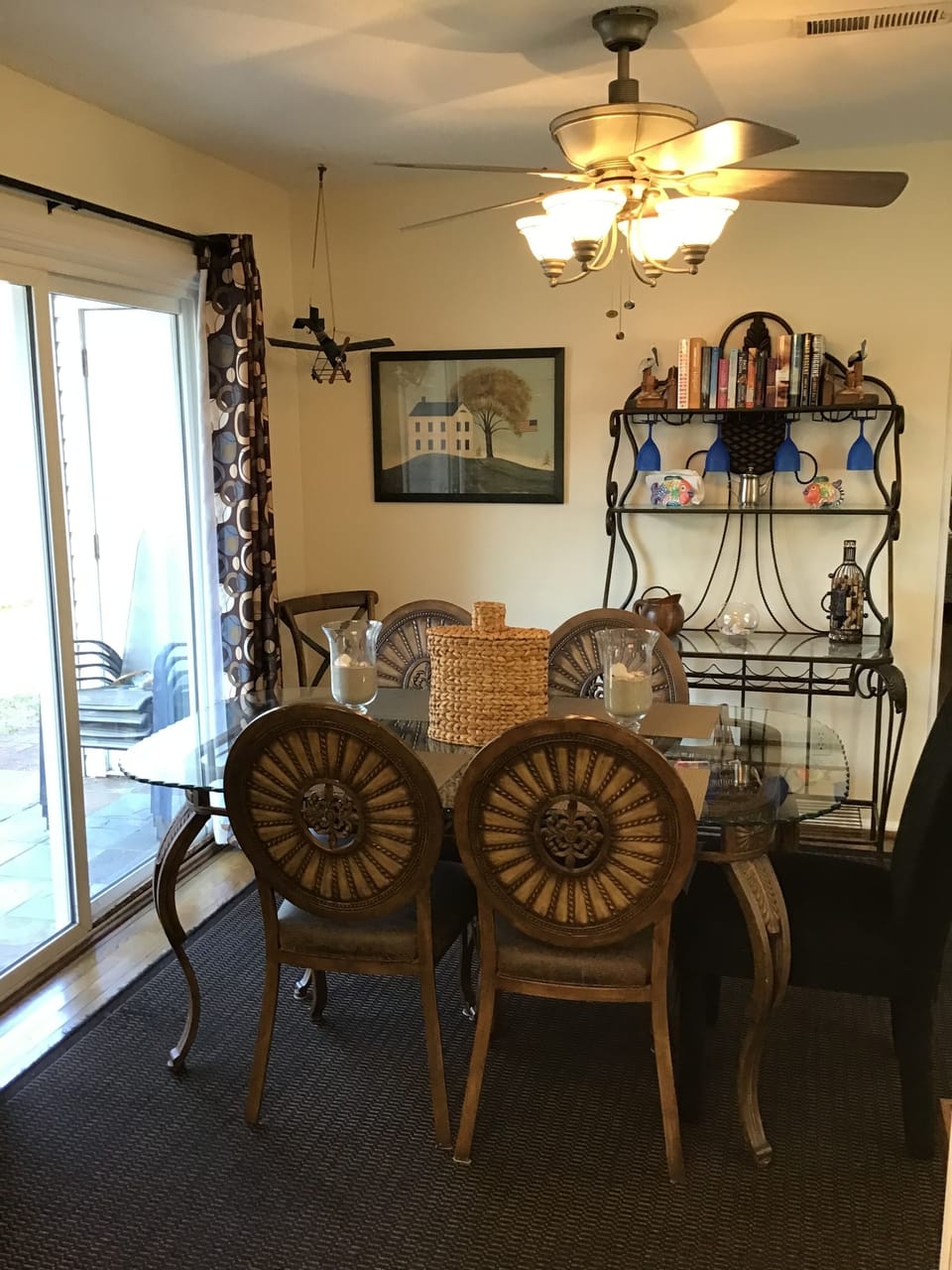 Dining area with sliders to patio