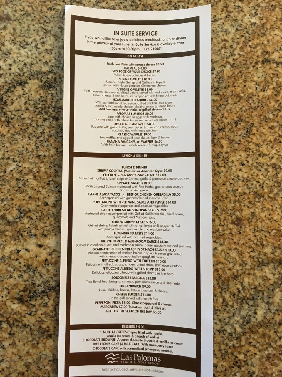 room service menu