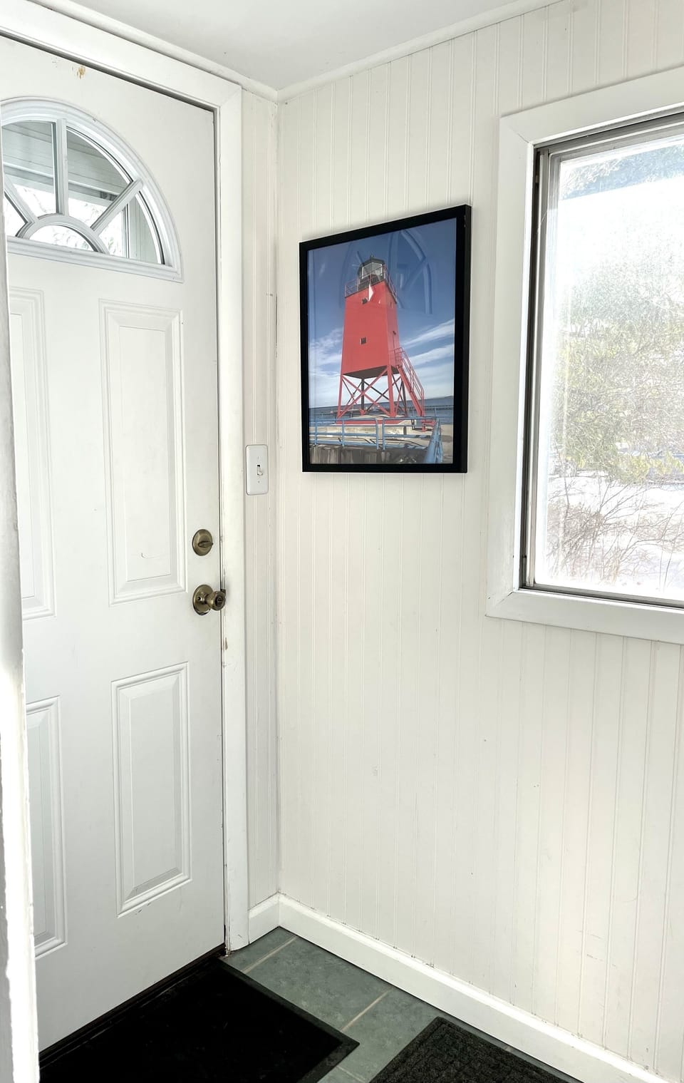 Back entrance where keypad is located. Leads into mudroom.
