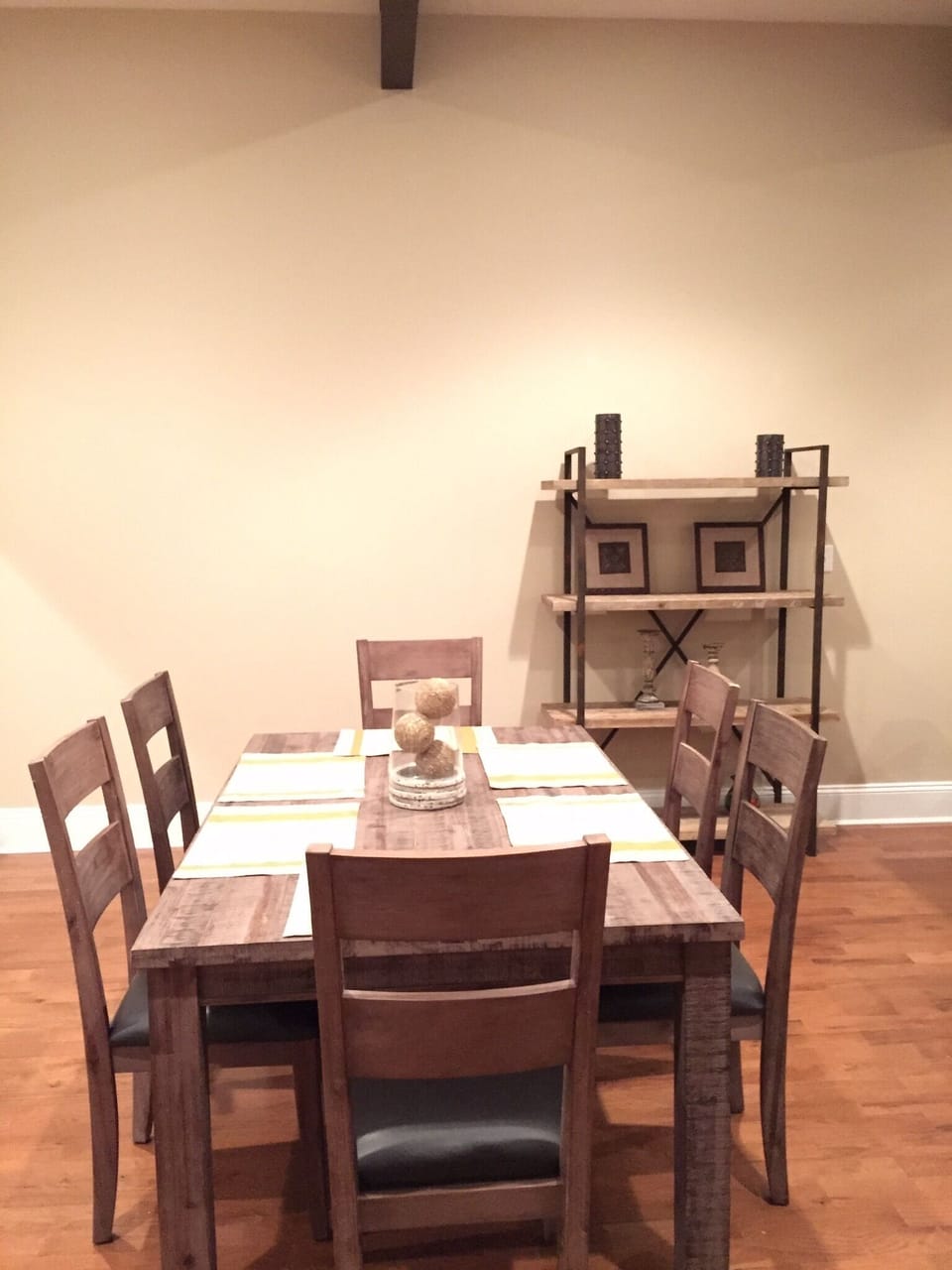 Dining table seats 6 comfortably