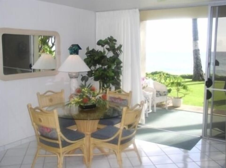 Beautiful dining area has direct access to your lanai, beach and ocean.