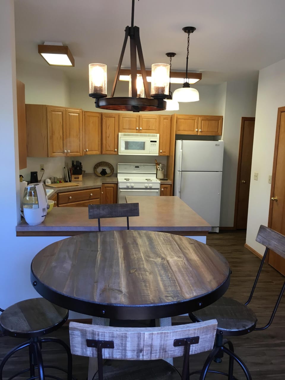 Breakfast nook and updated kitchen stocked with everything you'll need.  