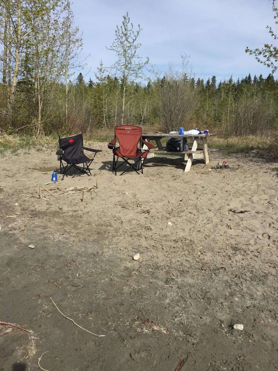 view of part of the beach from the lake
