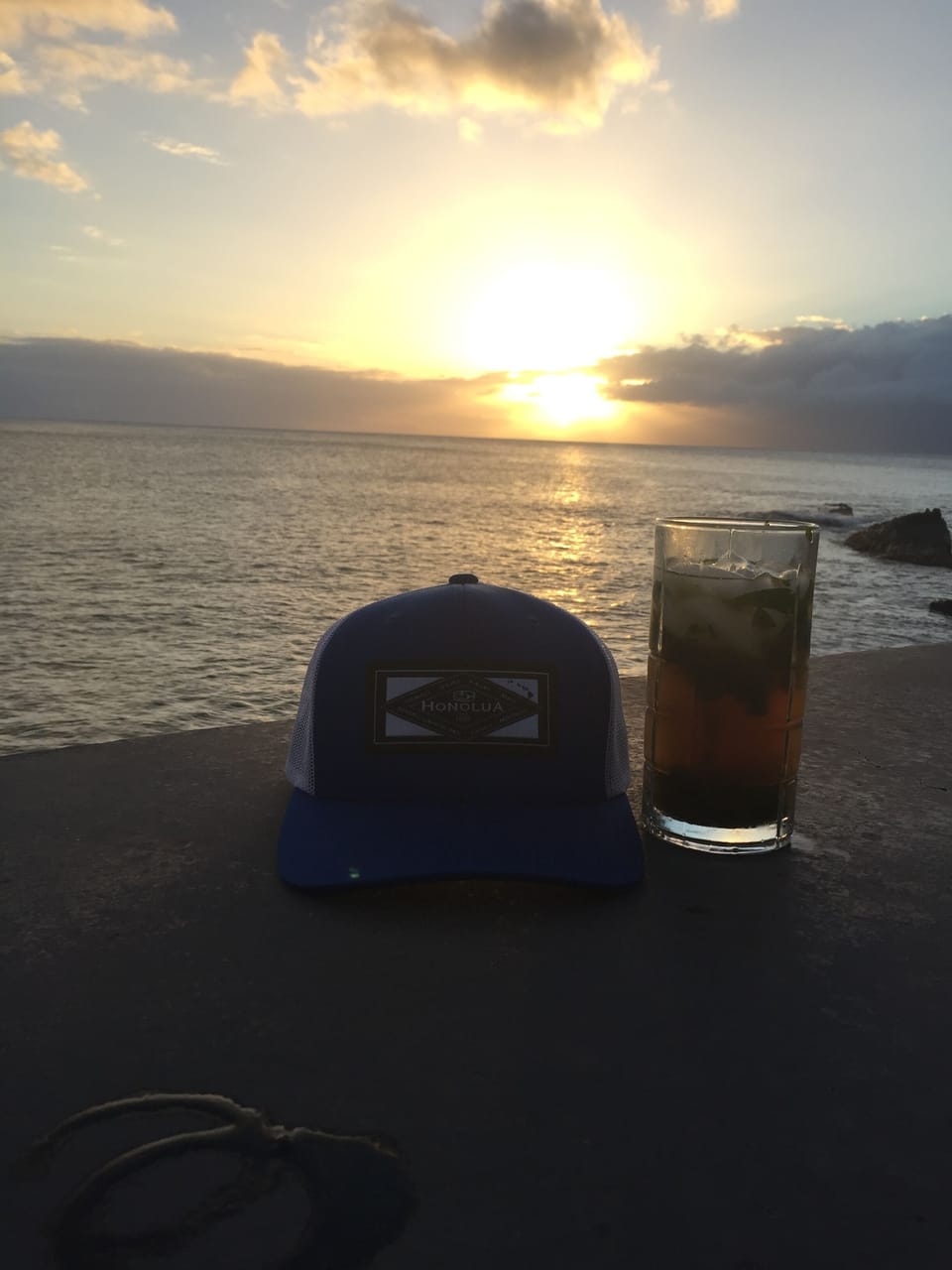 Cocktails at sunset using herbs from the garden on the property.