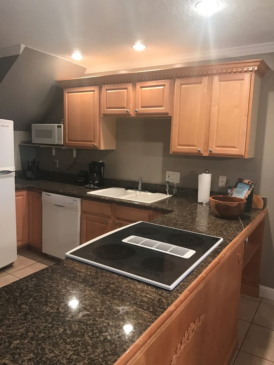 A kitchen with all the amenities for those meals at home.