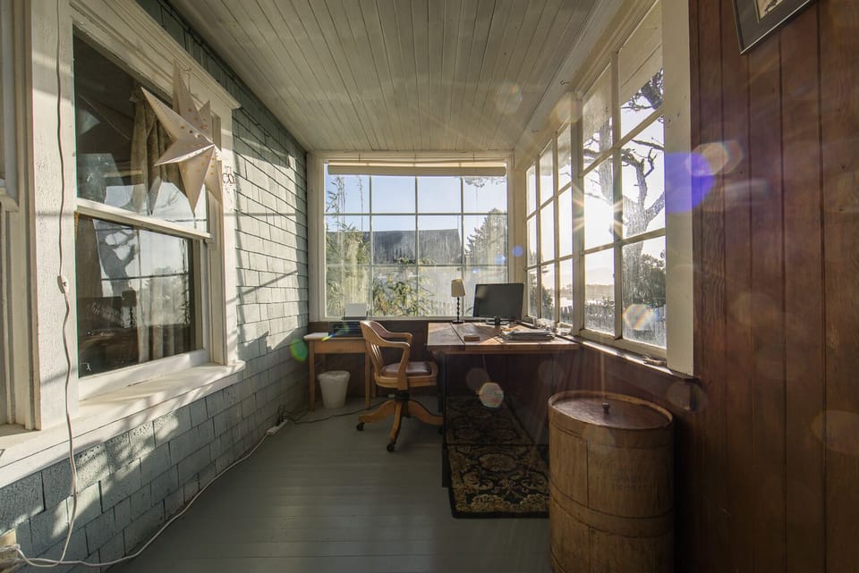 Home Office with 180 degree view of the estuary and ocean.