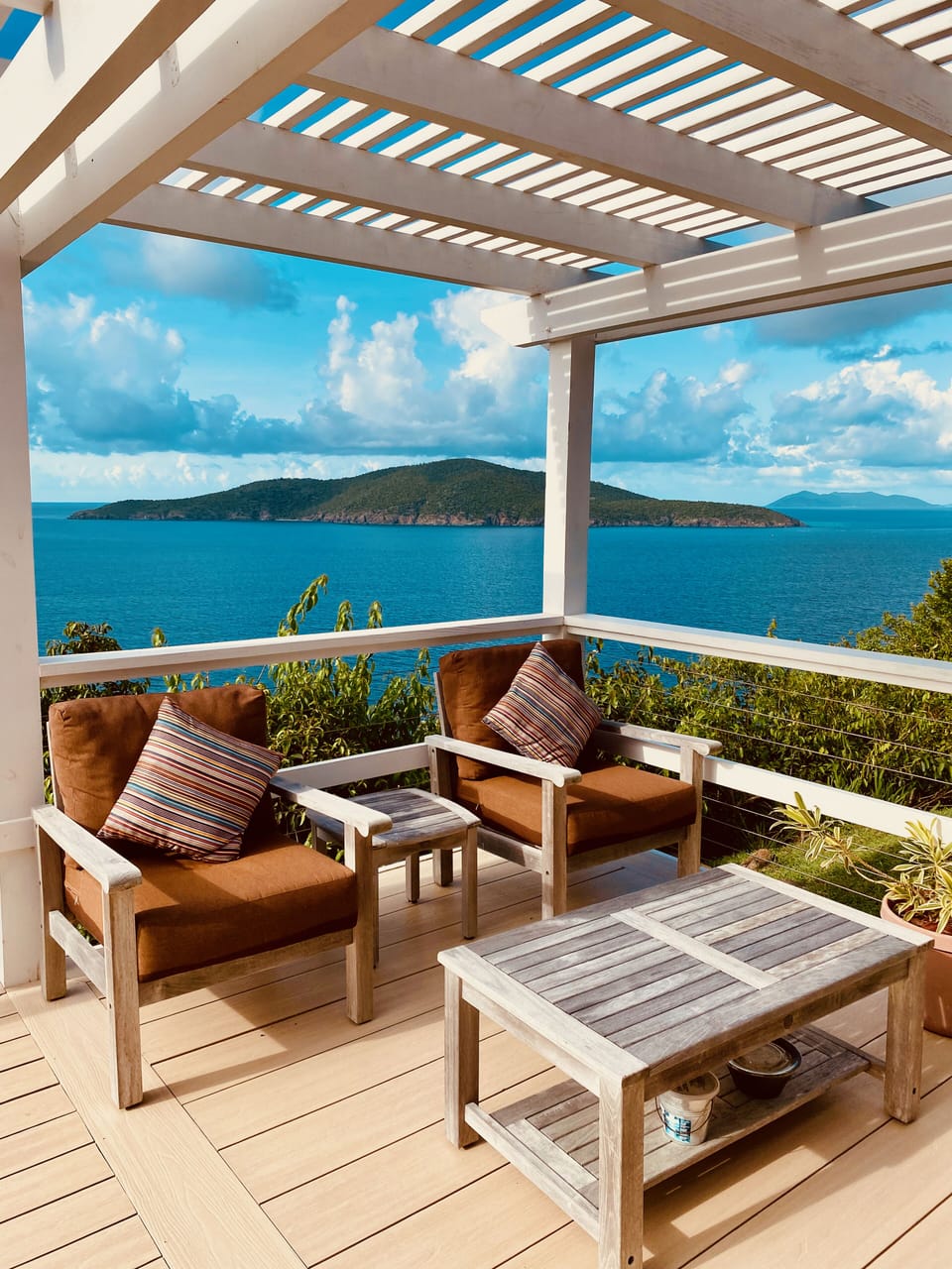 Escape the heat of the day under Ocean Haven's shaded oceanfront pergola.