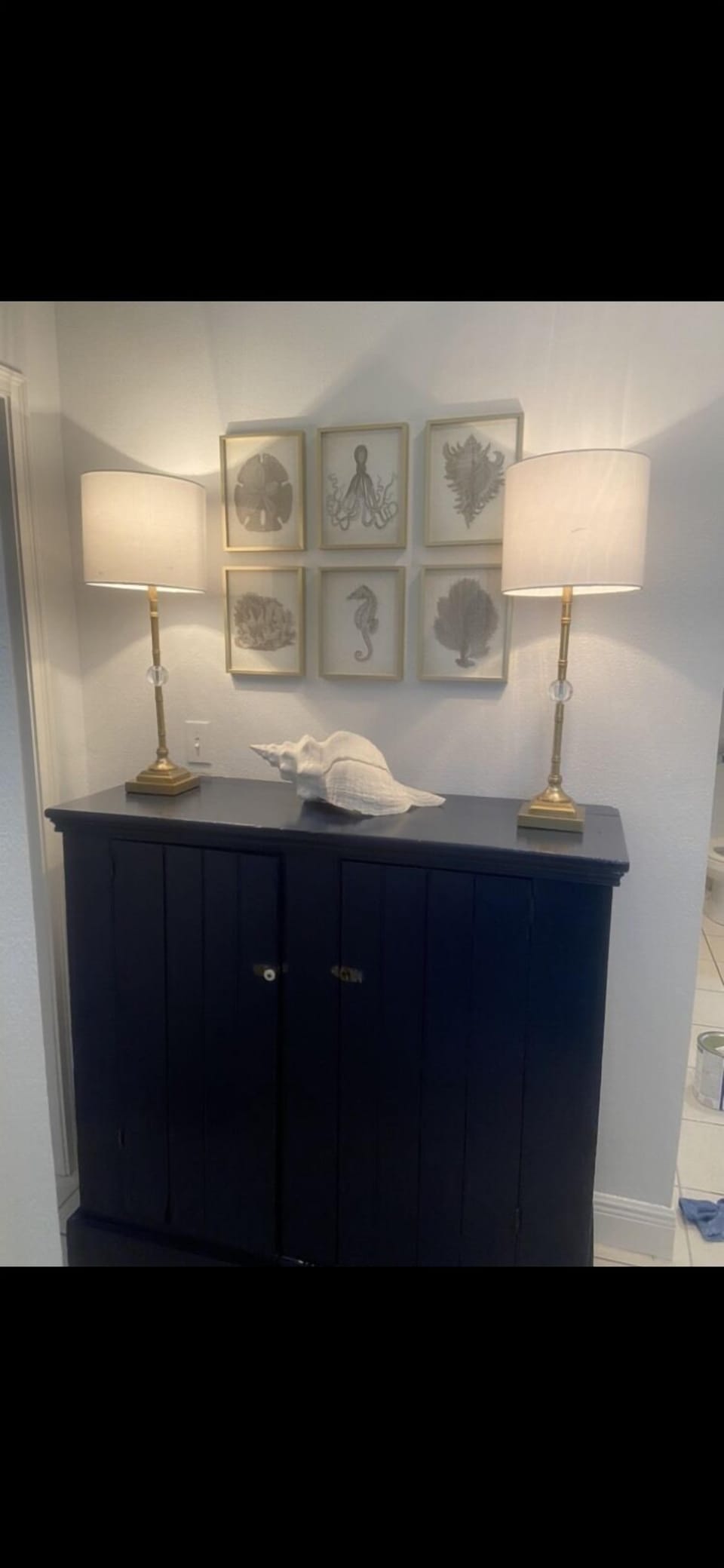 Linen cabinet with extra linens and beach towels