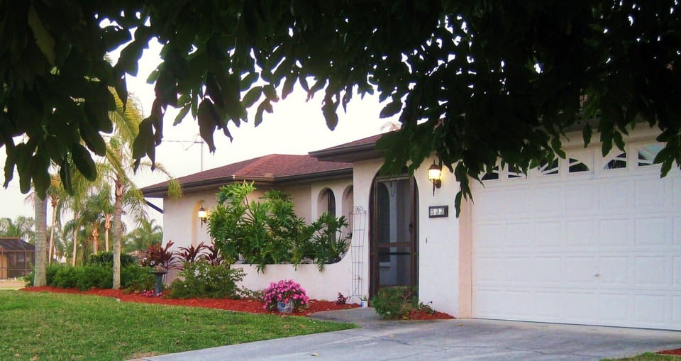 Our front door.  2 car garage with 3 bicycles for your use. 