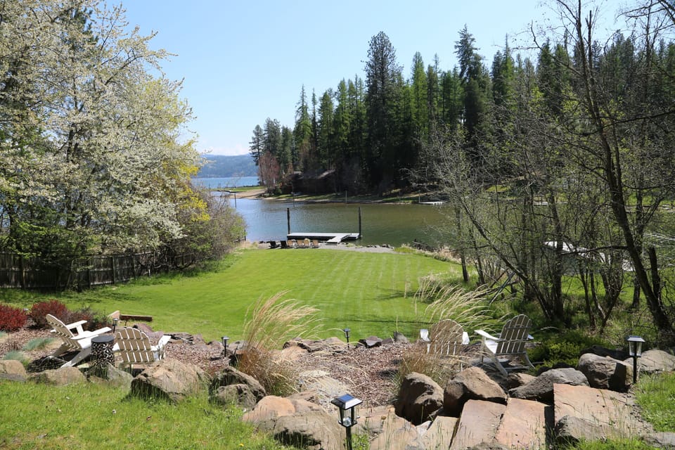 front yard and lake from the cabin