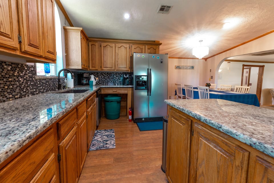 Kitchen fully stocked and ready for feeding.