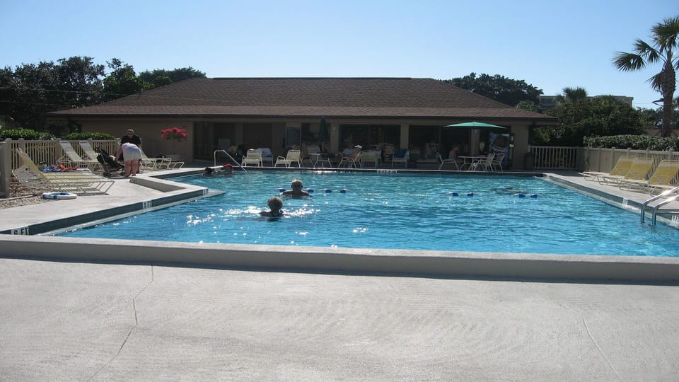 Two large swimming pools, one each on bay & beach sides