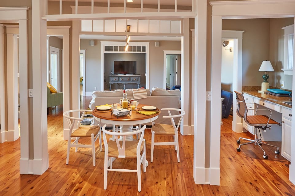 View from Kitchen to Bistro Table & Family Room/TV Lounge