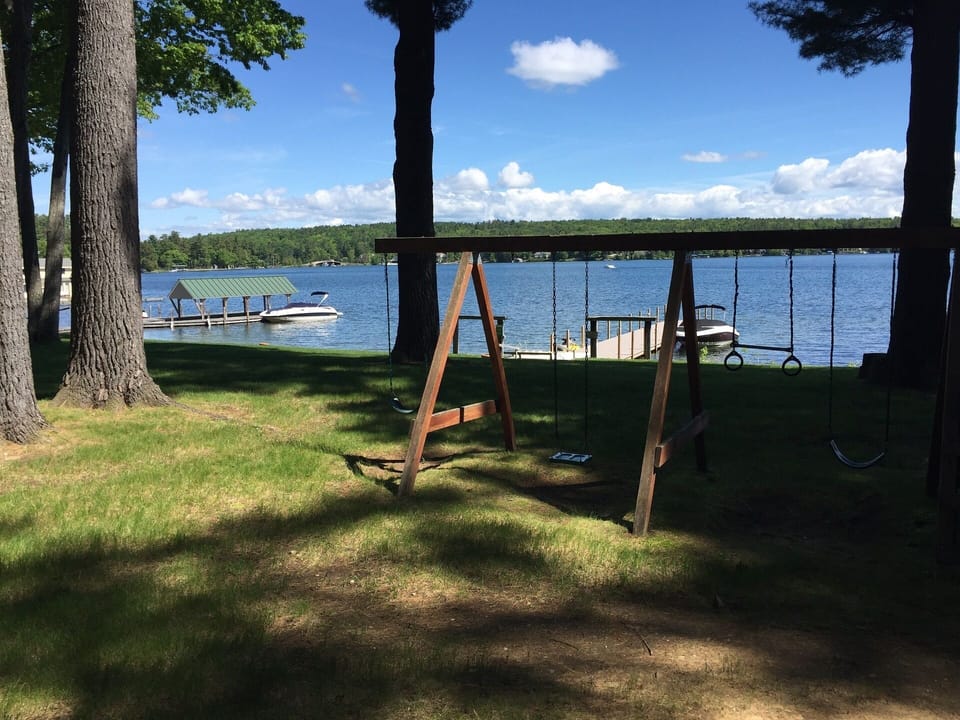 Swings, slide and see saw for the kids.