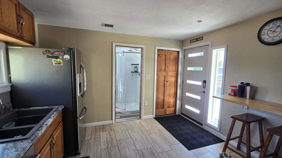 Bathroom, closet, & front door 

