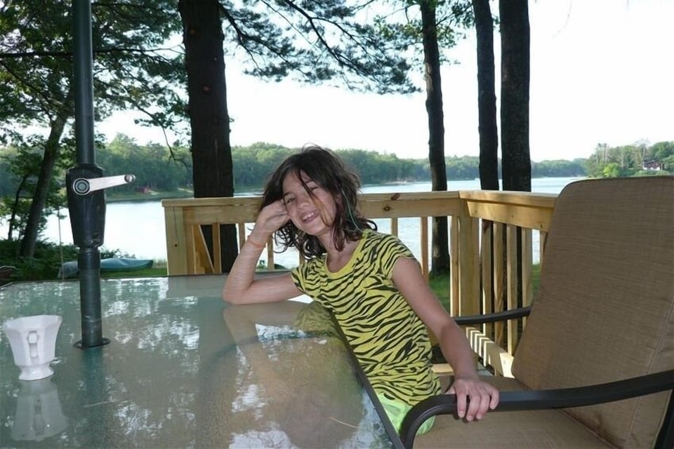 my kid on the deck