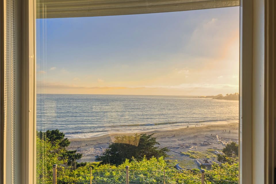 View of bluff from living room windows