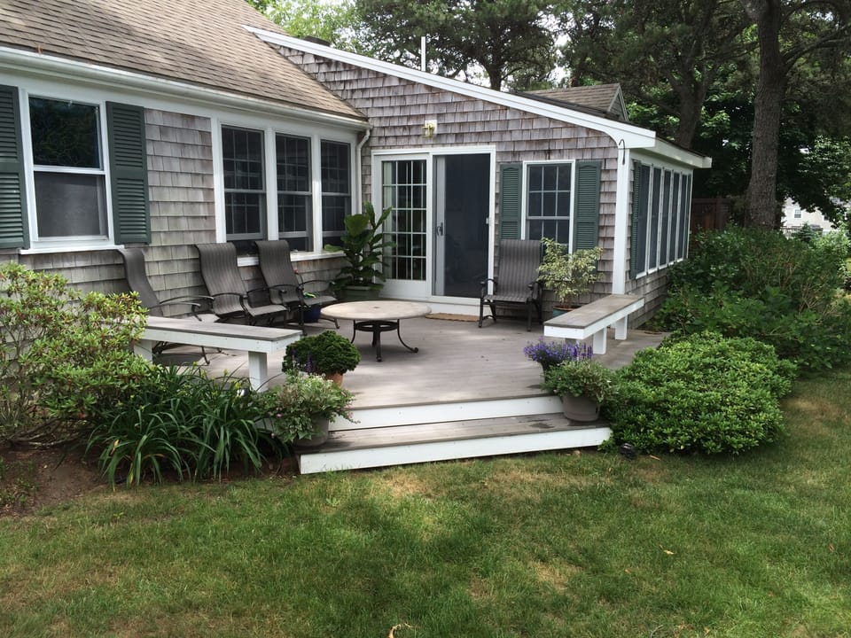 The back deck is a wonderful place to enjoy with your family.