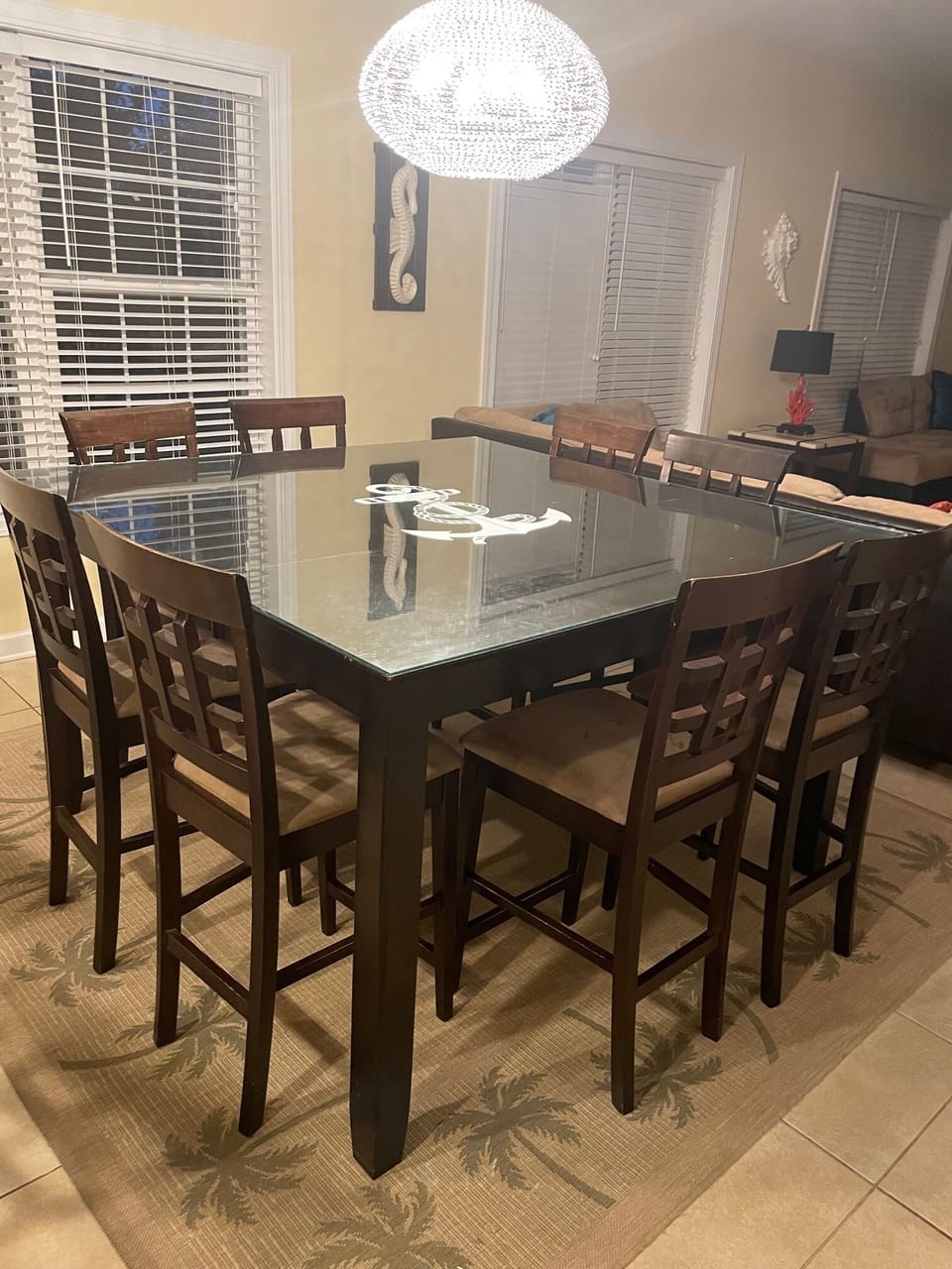 Dining table with seating for 8.