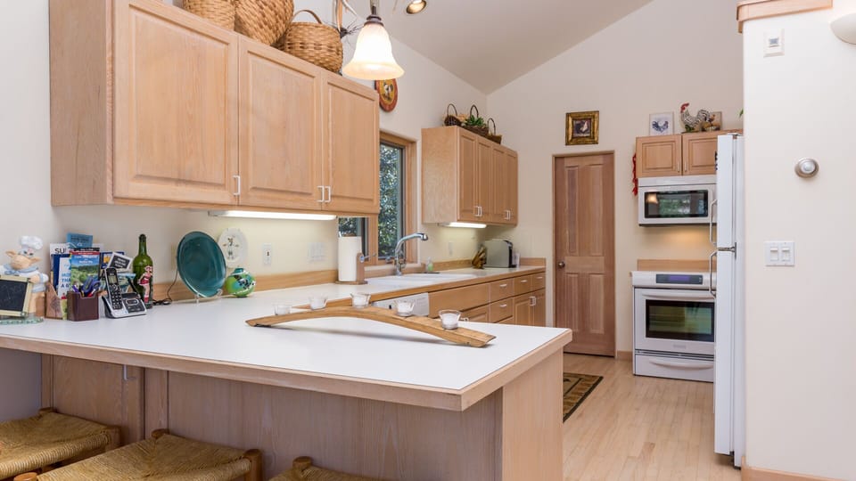 Upstairs gourmet kitchen.
