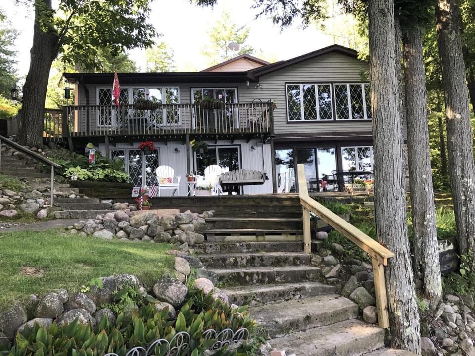 Lake Level Porch with Grill, Seating, and Fire Pit