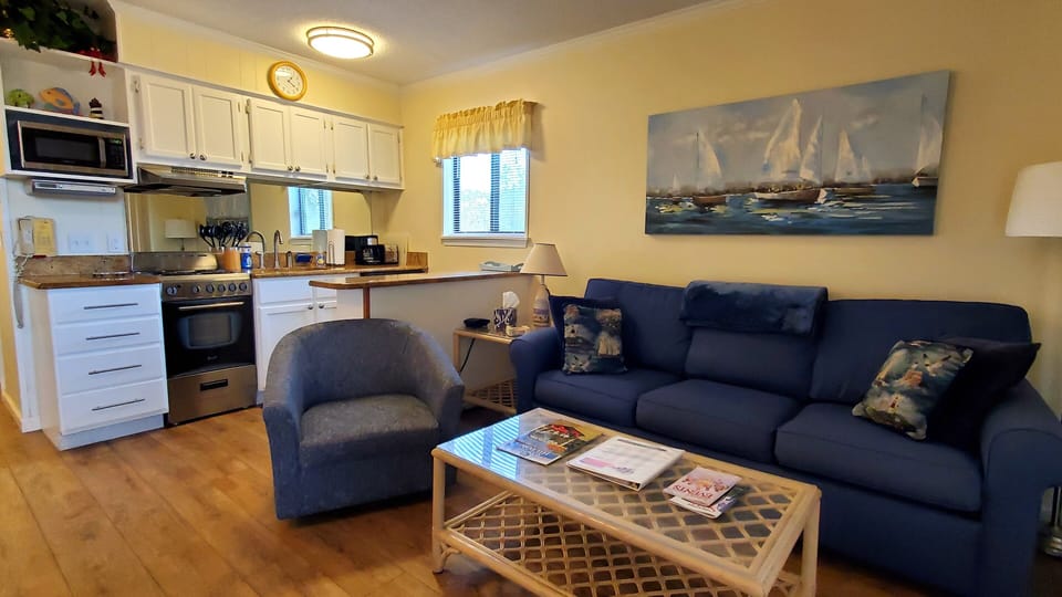 Kitchen and Living area with end unit side window....Light and Bright