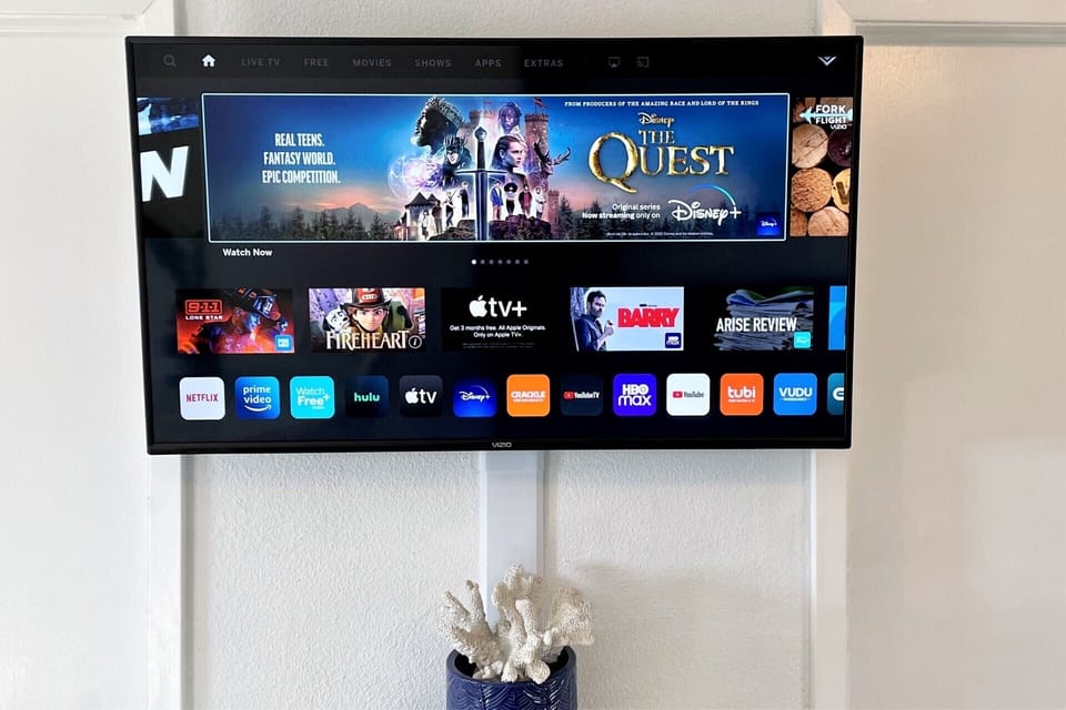 Large flat screen TV in living room