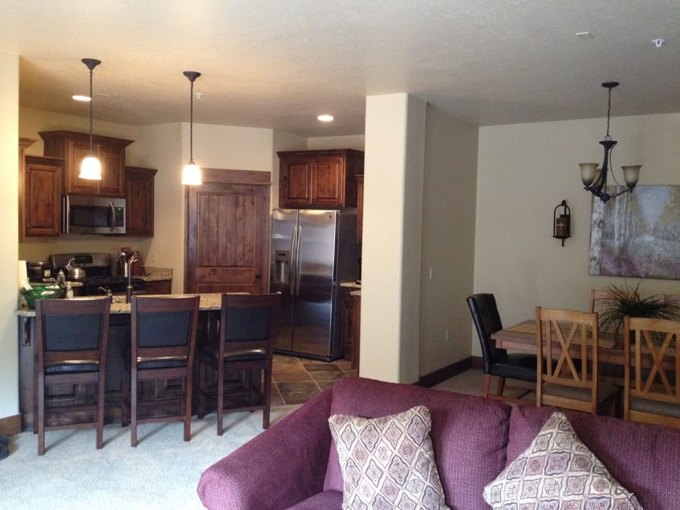 The kitchen, dinning room, and living room areas combine into a great open space