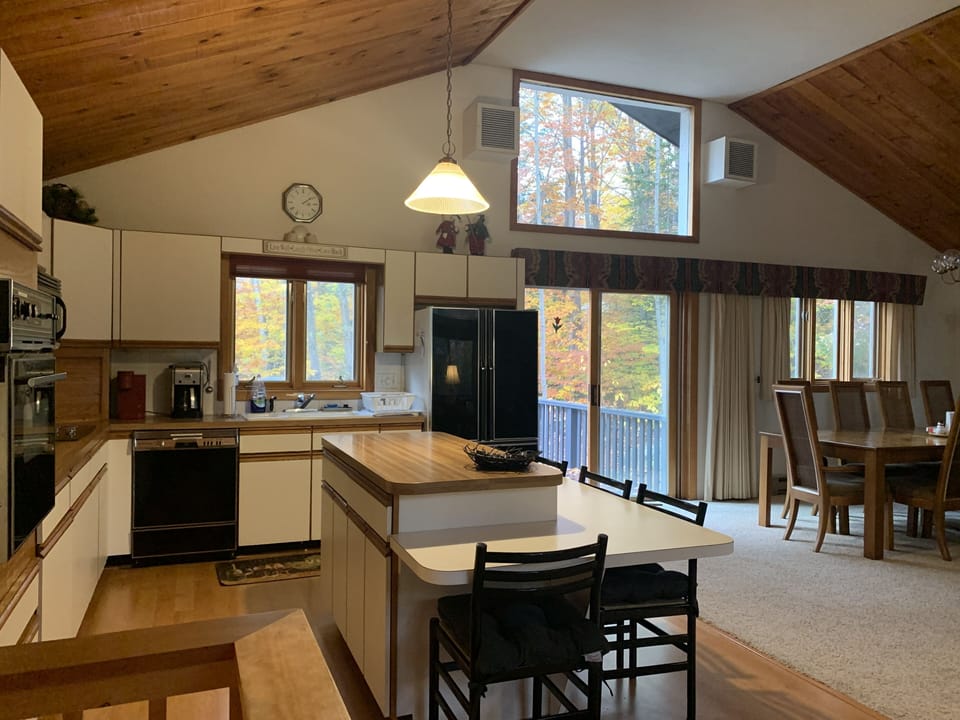 Kitchen/dining view to deck