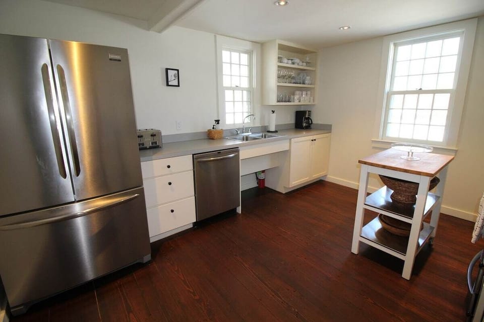 Kitchen with large fridge