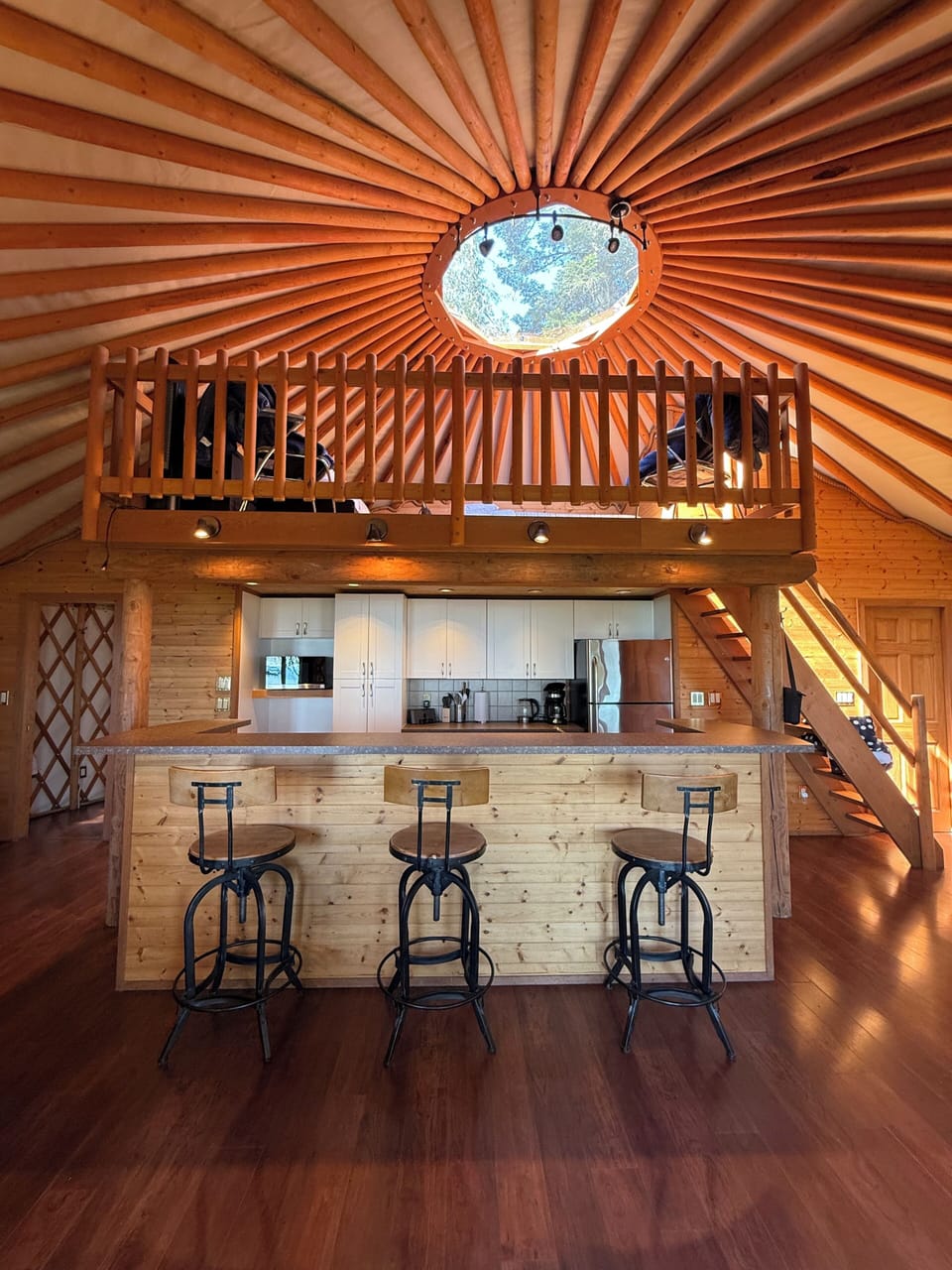 Kitchen with loft overhead