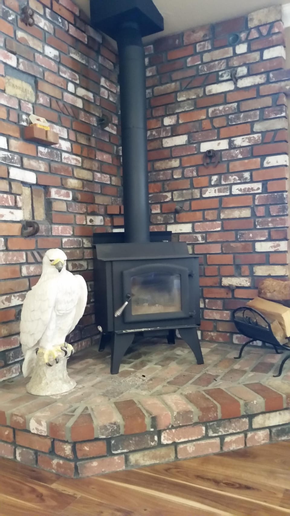 Fireplace/wood burning stove; wood provided.