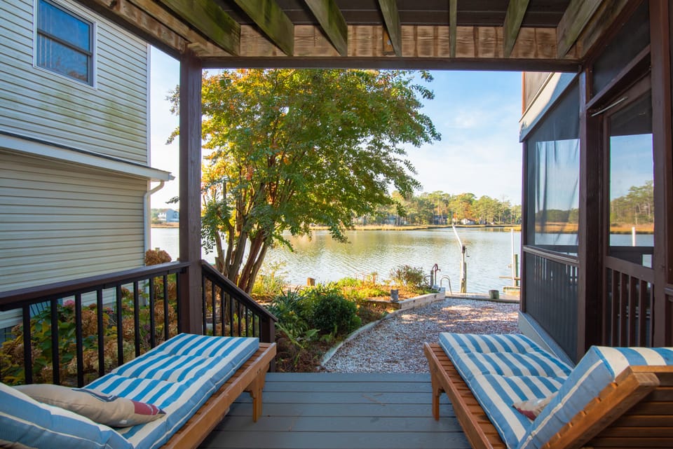 Relax by the river enjoying a morning cup of coffee.