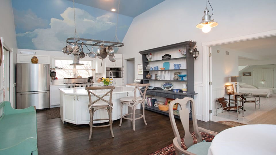 Kitchen with view of adjacent family room