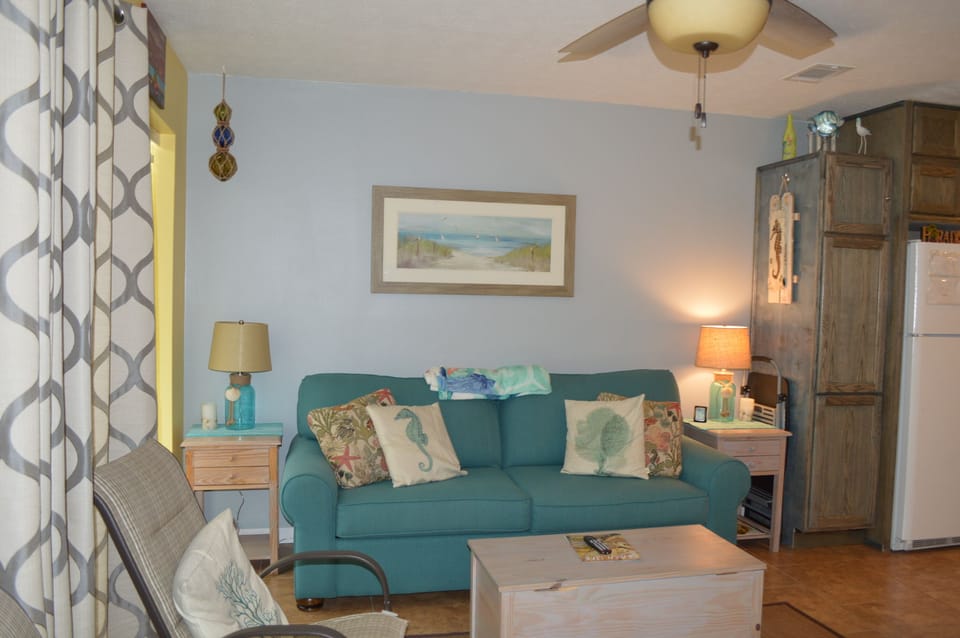 Queen sofa sleeper with memory foam mattress.