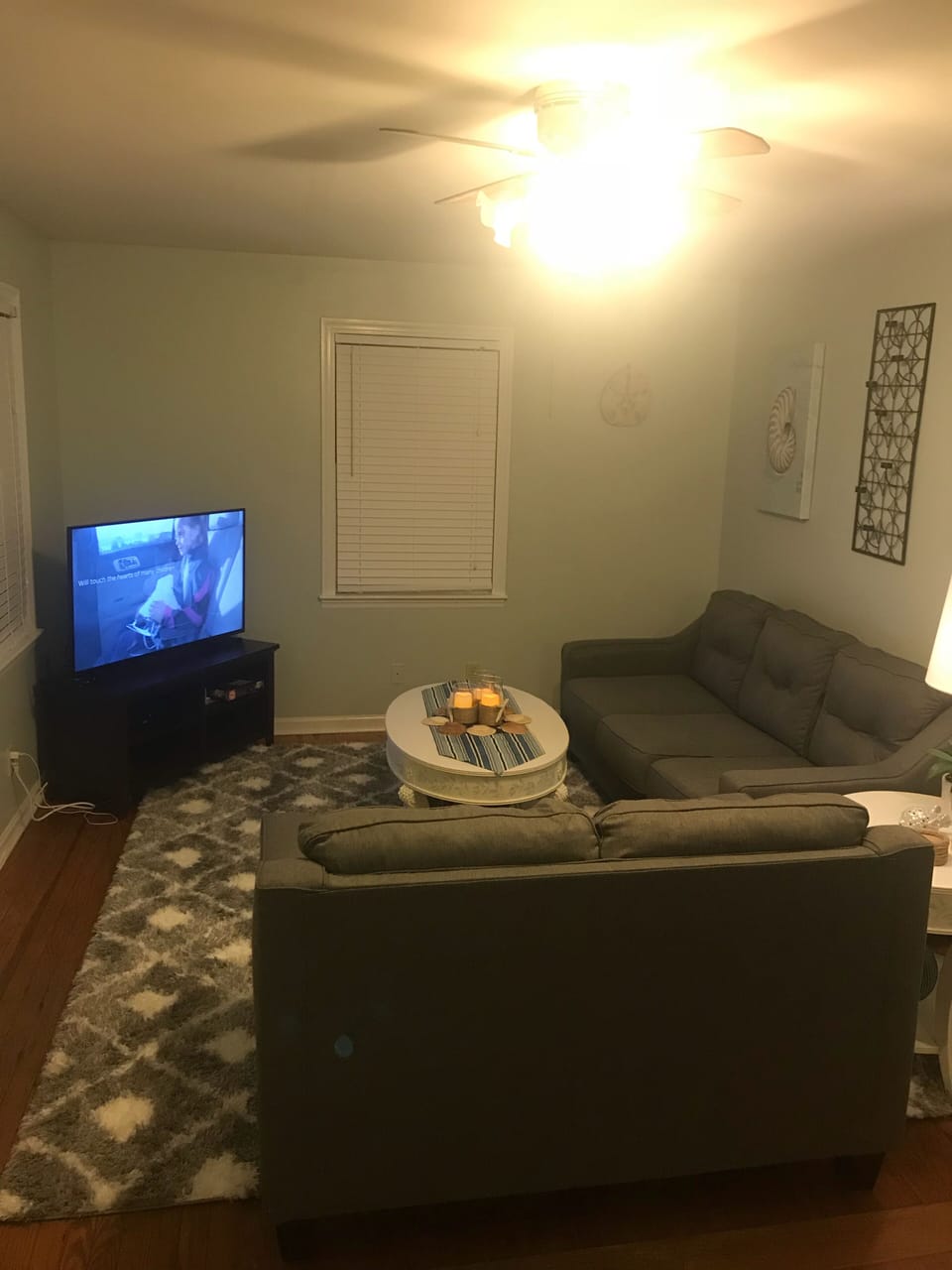 cozy living room sunset view