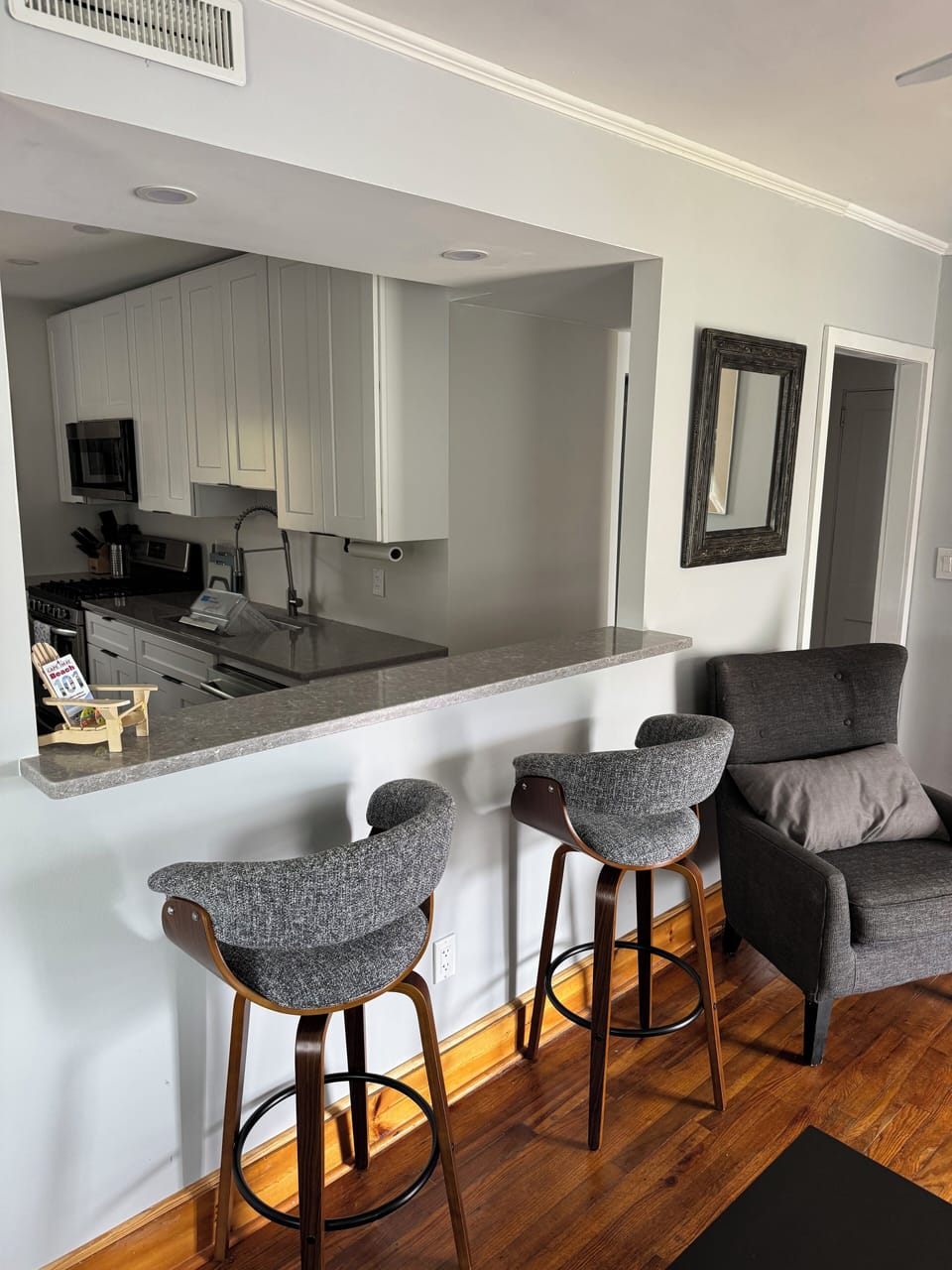 Pass through from kitchen to living room.