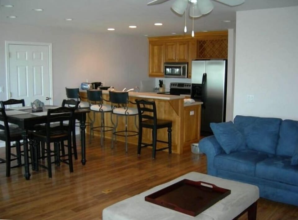 View of the kitchen from the living room.