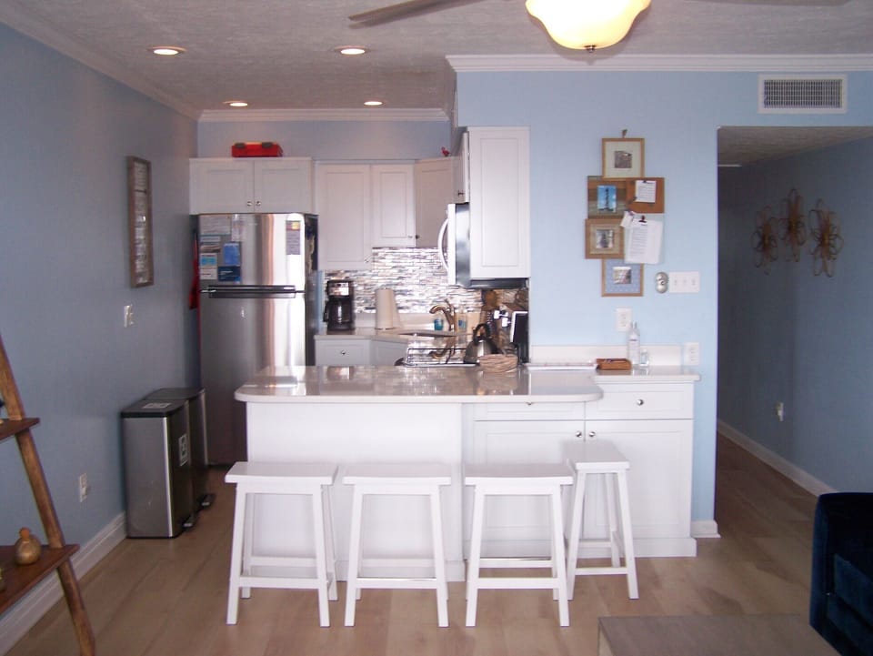 View of kitchen from deck