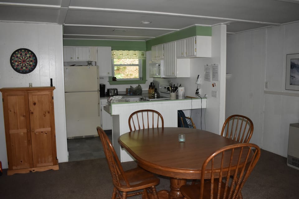 Dining table and kitchen