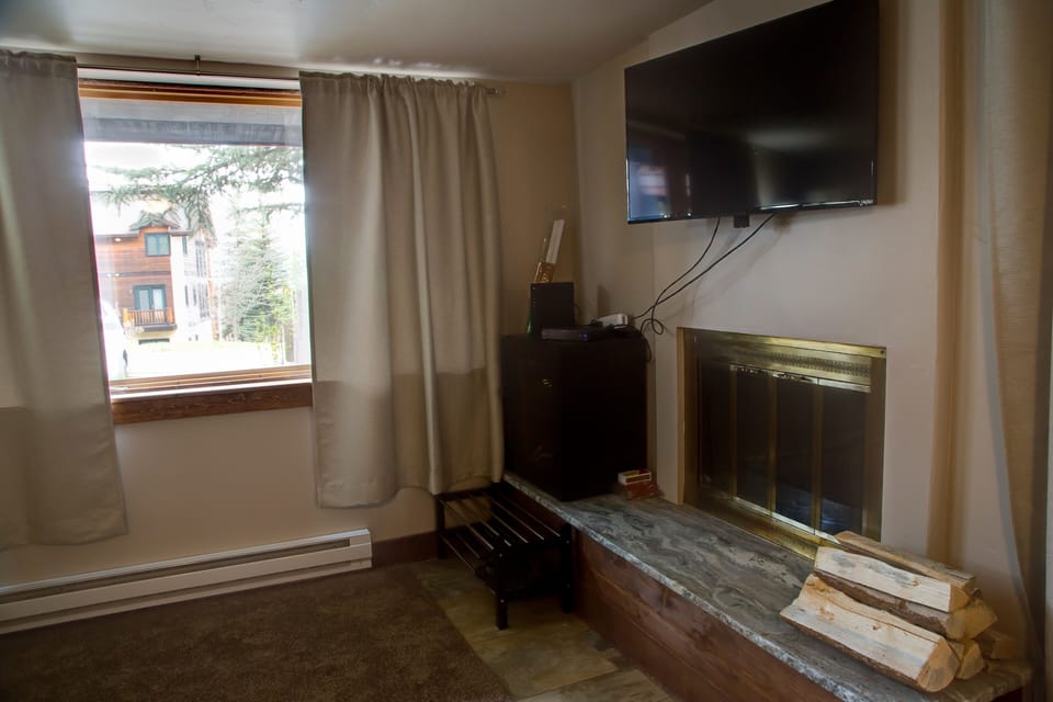 TV & Wood Fireplace