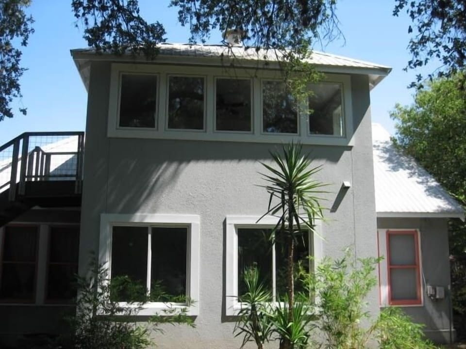 View from back yard up to the studio windows