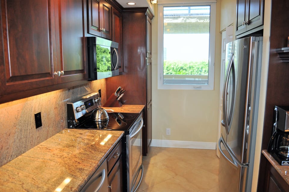 French door refrigerator, plenty of natural light