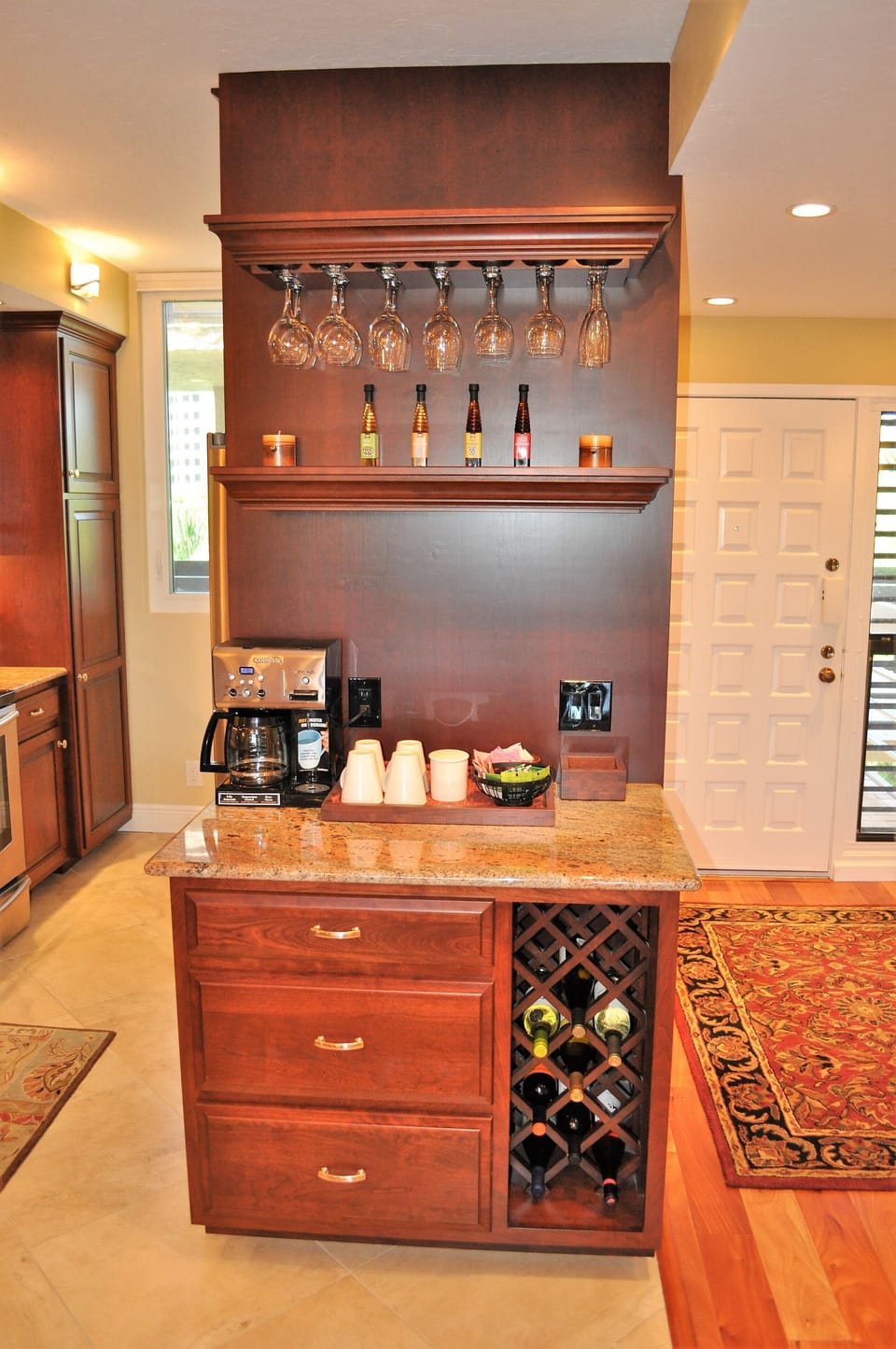 Stocked coffee and wine bar....please help your self with our compliments