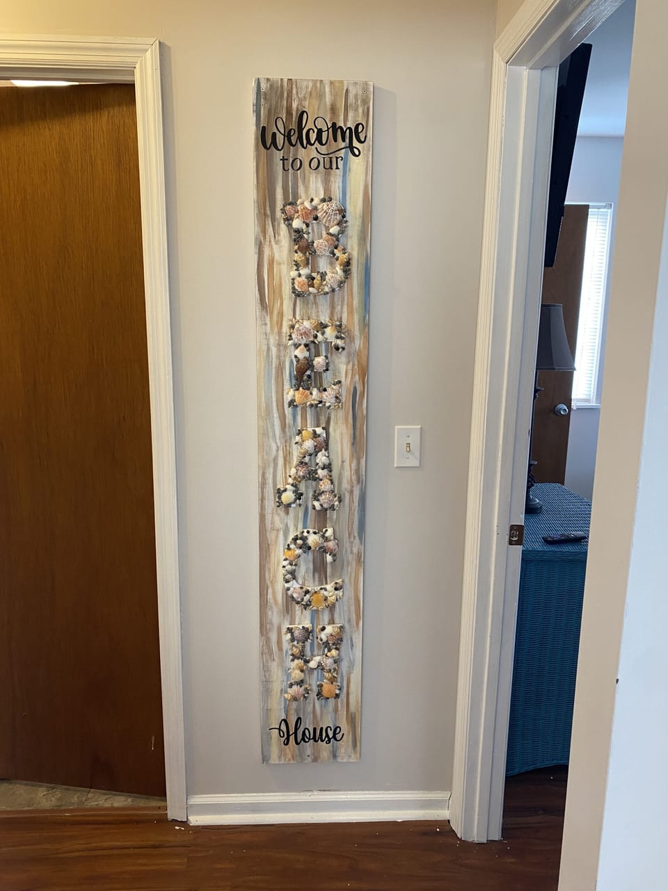 Welcome to our Beach House.  Our kids made this from shells collected on beach.
