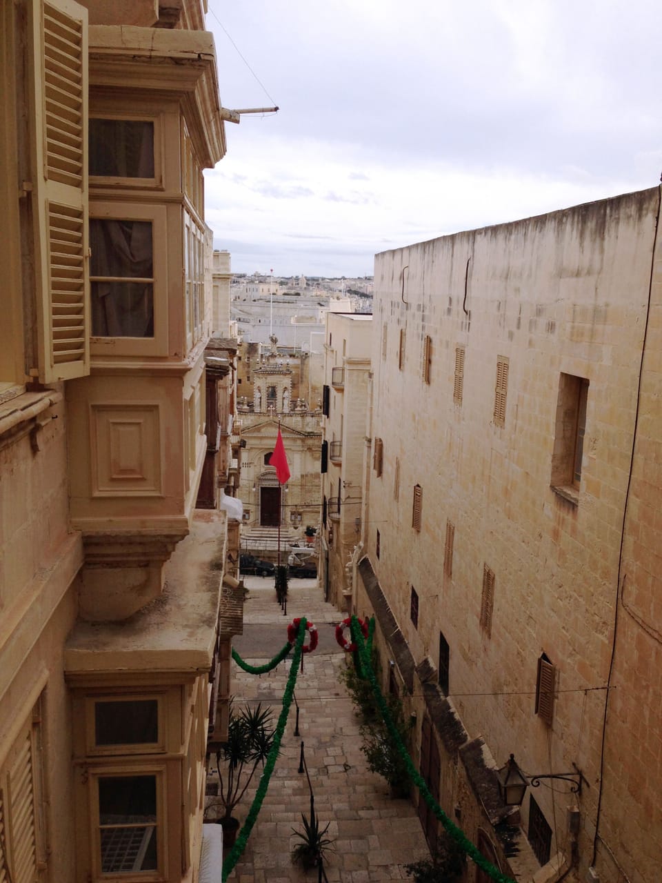 left side daytime view from our balcony in the iconic Strada Santa Lucia