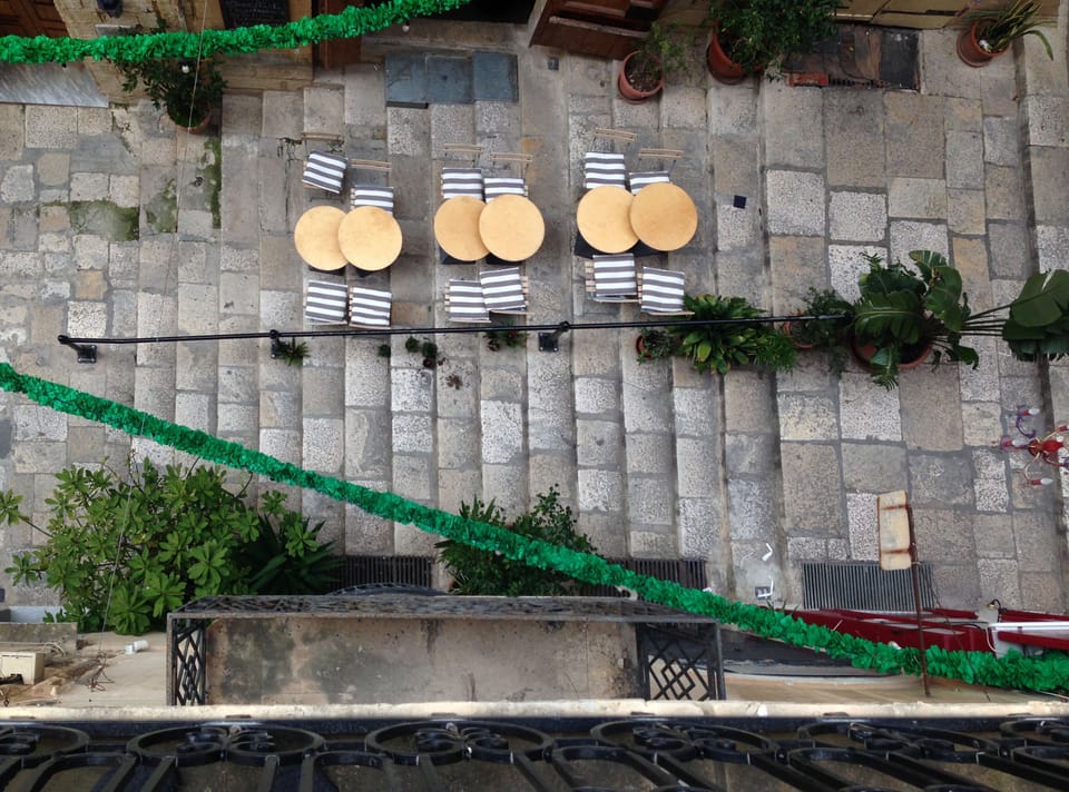 the stepped street of St Lucia Street below