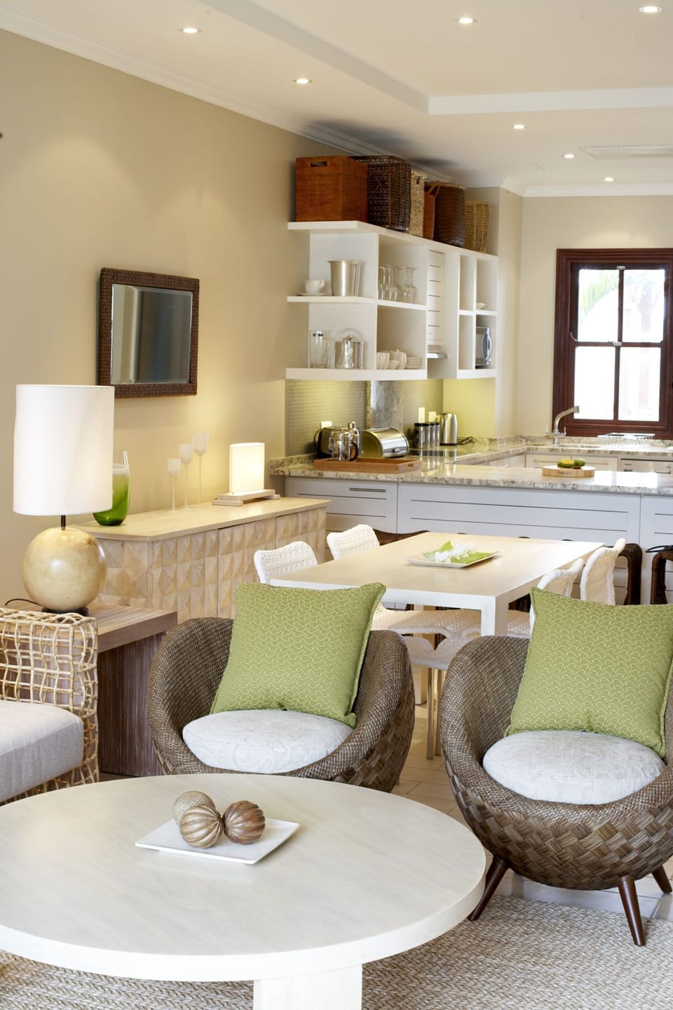 Living room and kitchen.